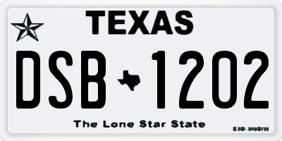 TX license plate DSB1202