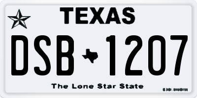 TX license plate DSB1207