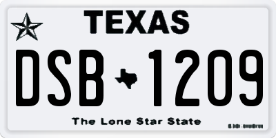 TX license plate DSB1209