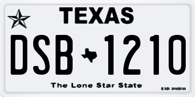 TX license plate DSB1210