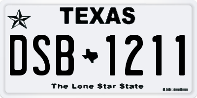 TX license plate DSB1211