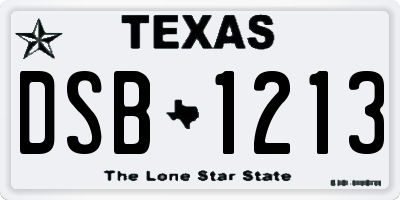 TX license plate DSB1213