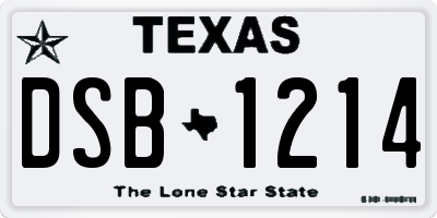 TX license plate DSB1214