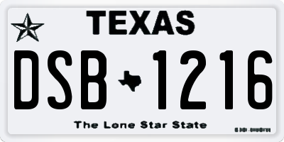 TX license plate DSB1216