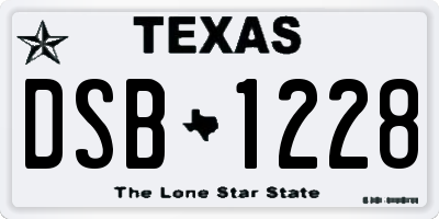 TX license plate DSB1228