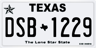 TX license plate DSB1229
