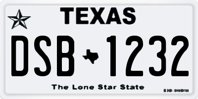TX license plate DSB1232