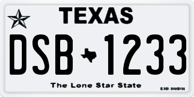 TX license plate DSB1233