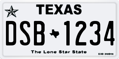 TX license plate DSB1234