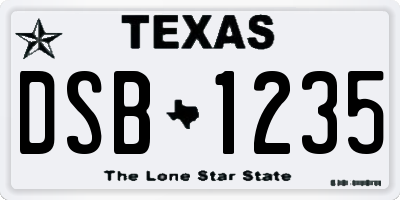 TX license plate DSB1235