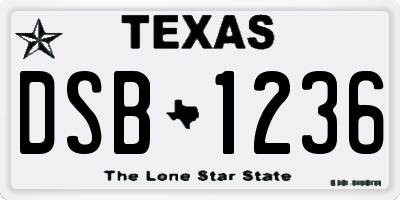 TX license plate DSB1236