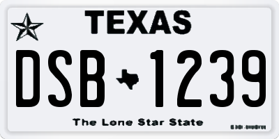 TX license plate DSB1239