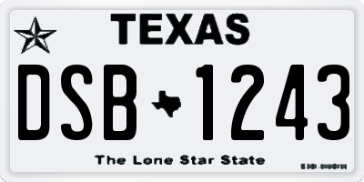 TX license plate DSB1243