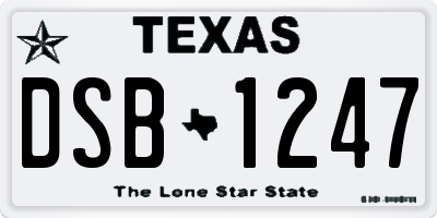 TX license plate DSB1247