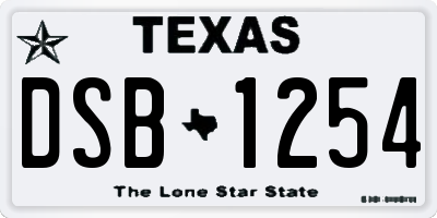 TX license plate DSB1254