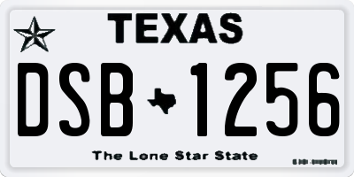 TX license plate DSB1256