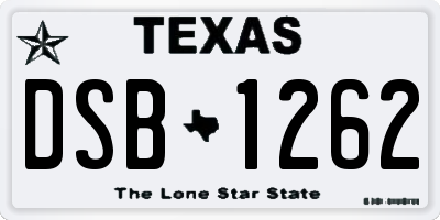 TX license plate DSB1262