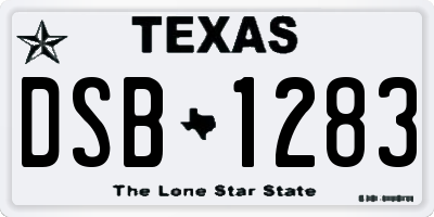 TX license plate DSB1283