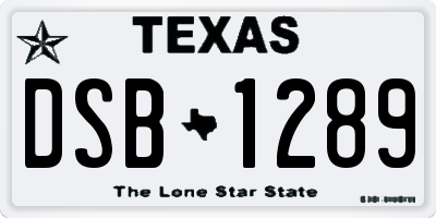 TX license plate DSB1289