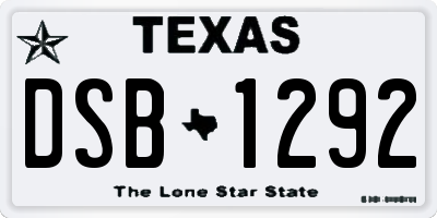 TX license plate DSB1292