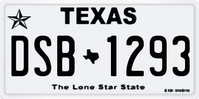 TX license plate DSB1293