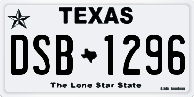 TX license plate DSB1296