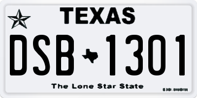 TX license plate DSB1301