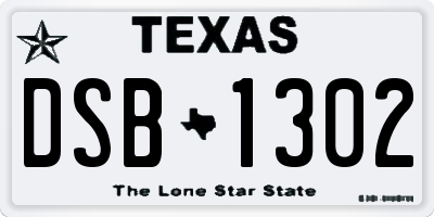 TX license plate DSB1302