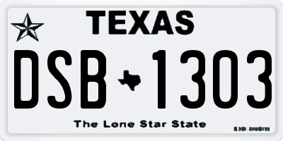 TX license plate DSB1303