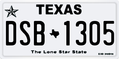 TX license plate DSB1305