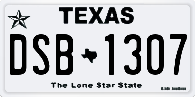 TX license plate DSB1307