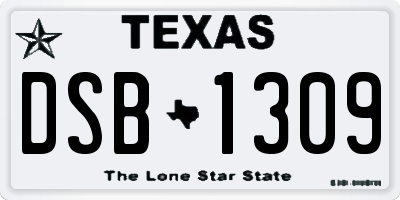 TX license plate DSB1309
