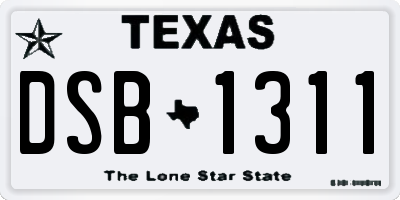 TX license plate DSB1311