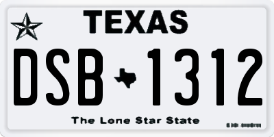 TX license plate DSB1312
