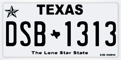 TX license plate DSB1313