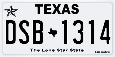 TX license plate DSB1314