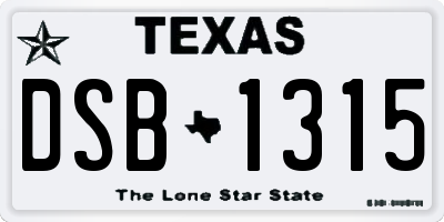 TX license plate DSB1315