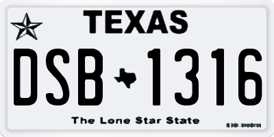 TX license plate DSB1316