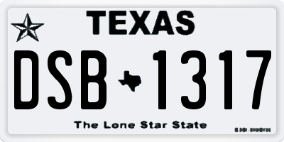 TX license plate DSB1317