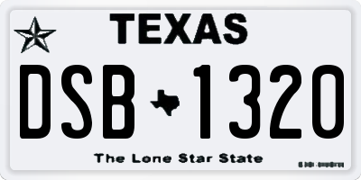 TX license plate DSB1320