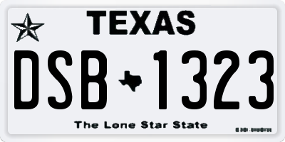TX license plate DSB1323
