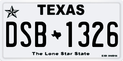 TX license plate DSB1326