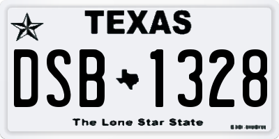 TX license plate DSB1328