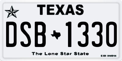TX license plate DSB1330