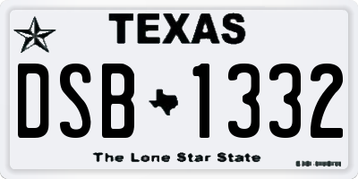 TX license plate DSB1332