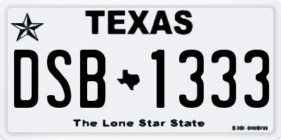 TX license plate DSB1333