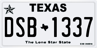 TX license plate DSB1337