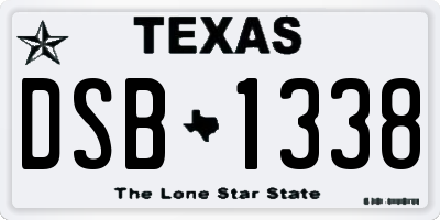 TX license plate DSB1338