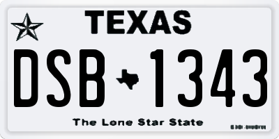 TX license plate DSB1343