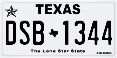 TX license plate DSB1344